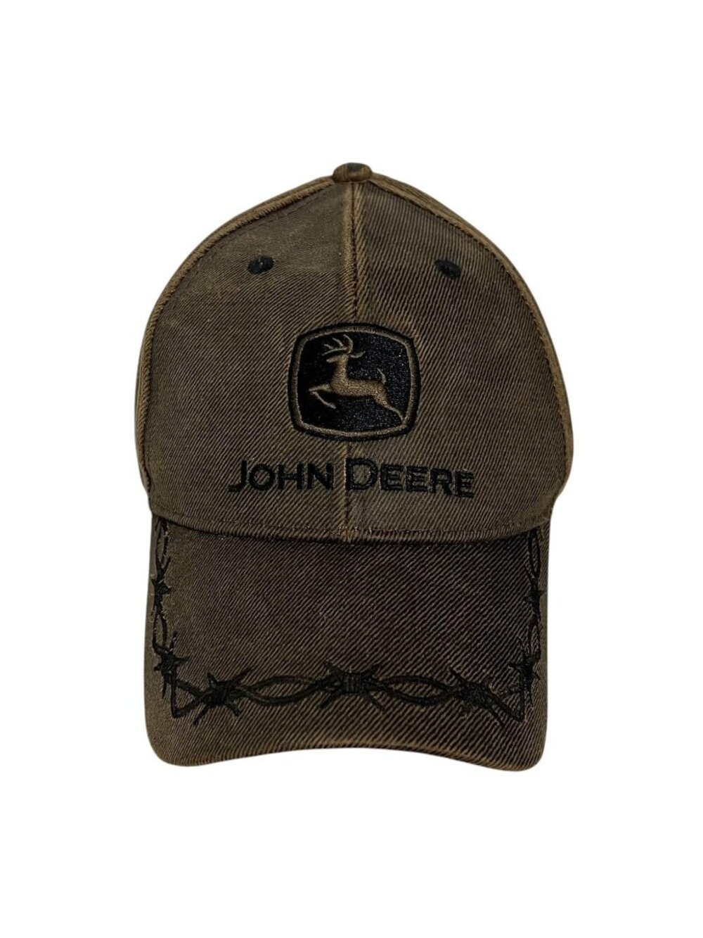 John Deere Brown Oil Skin Barbed Wire Embroidered John Deere Country Hat Cap